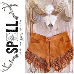 Spell and the gypsy rare suede fringe shorts, never worn tags removed